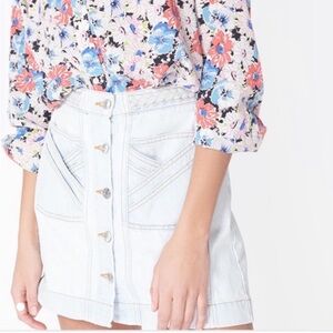 Veronica Beard Aron Braided Denim Mini Skirt a light wash